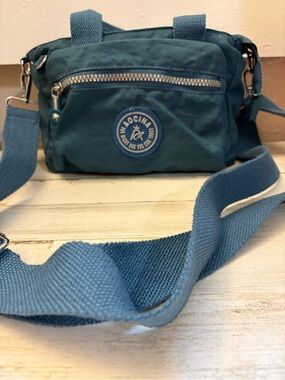 Teal Blue Compact Crossbody Bag for Women AOCINA